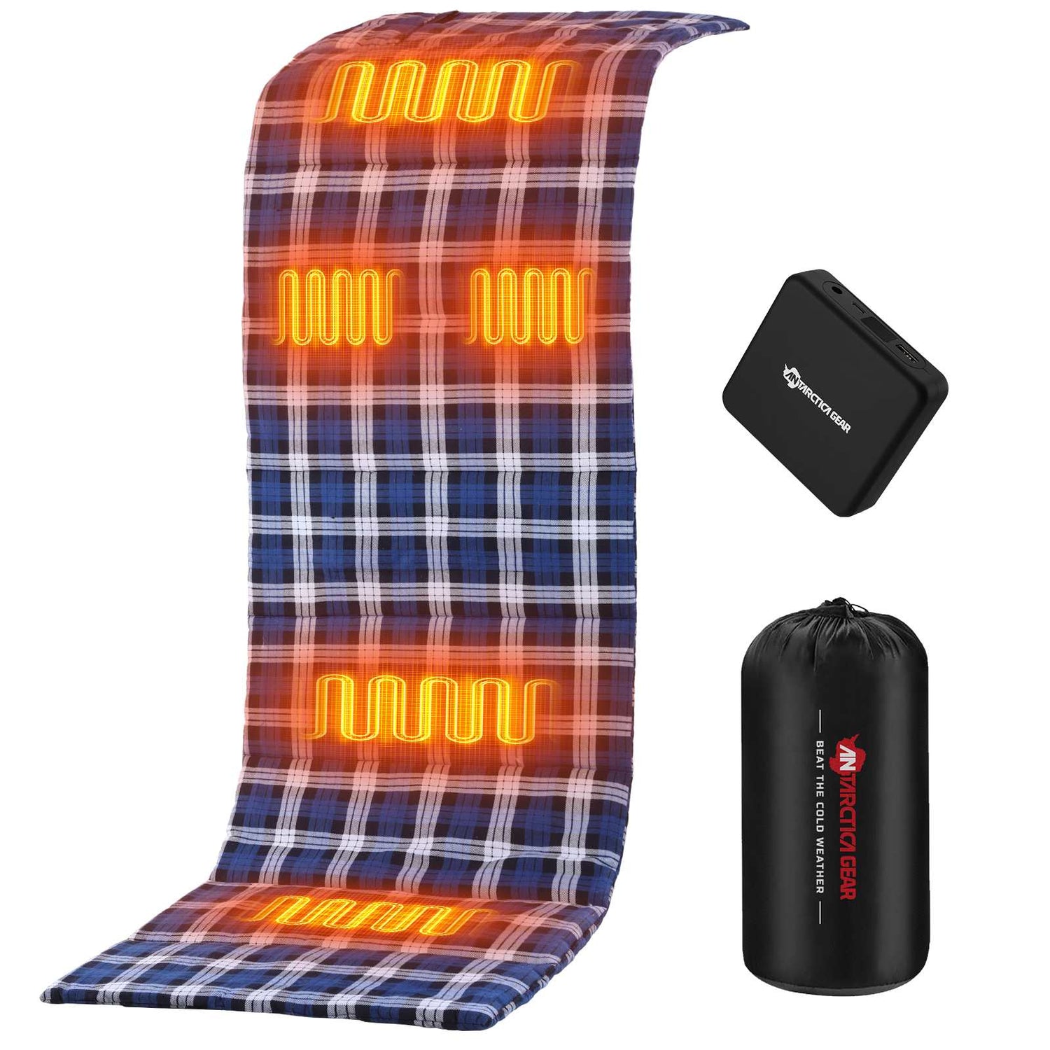 ANTARCTICA GEAR Manta térmica con Calefacción | Almohadilla Calefactora con Batería | Calentador Eléctrico para Saco de Dormir