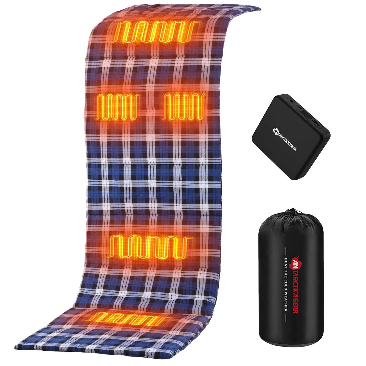 ANTARCTICA GEAR Manta térmica con Calefacción | Almohadilla Calefactora con Batería | Calentador Eléctrico para Saco de Dormir