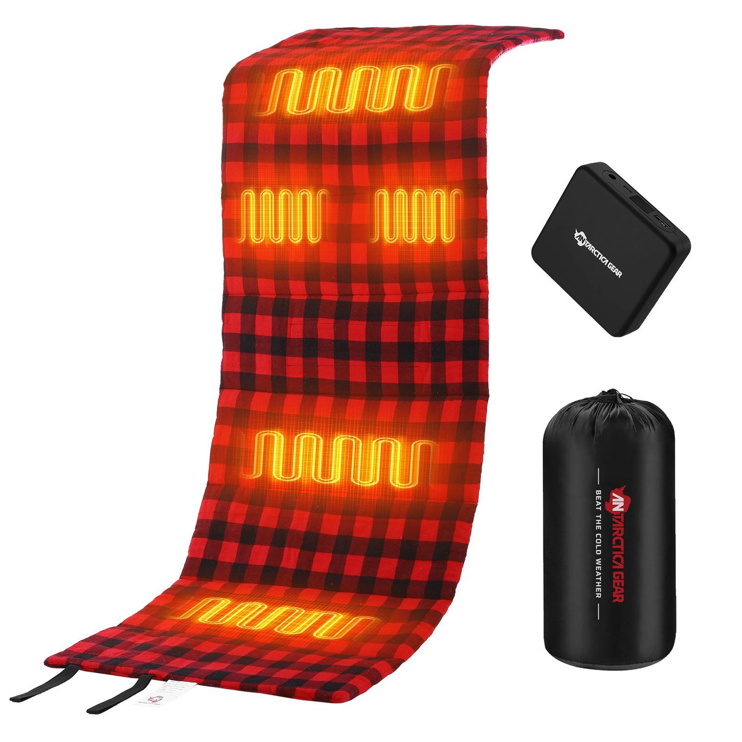 ANTARCTICA GEAR Manta térmica con Calefacción | Almohadilla Calefactora con Batería | Calentador Eléctrico para Saco de Dormir