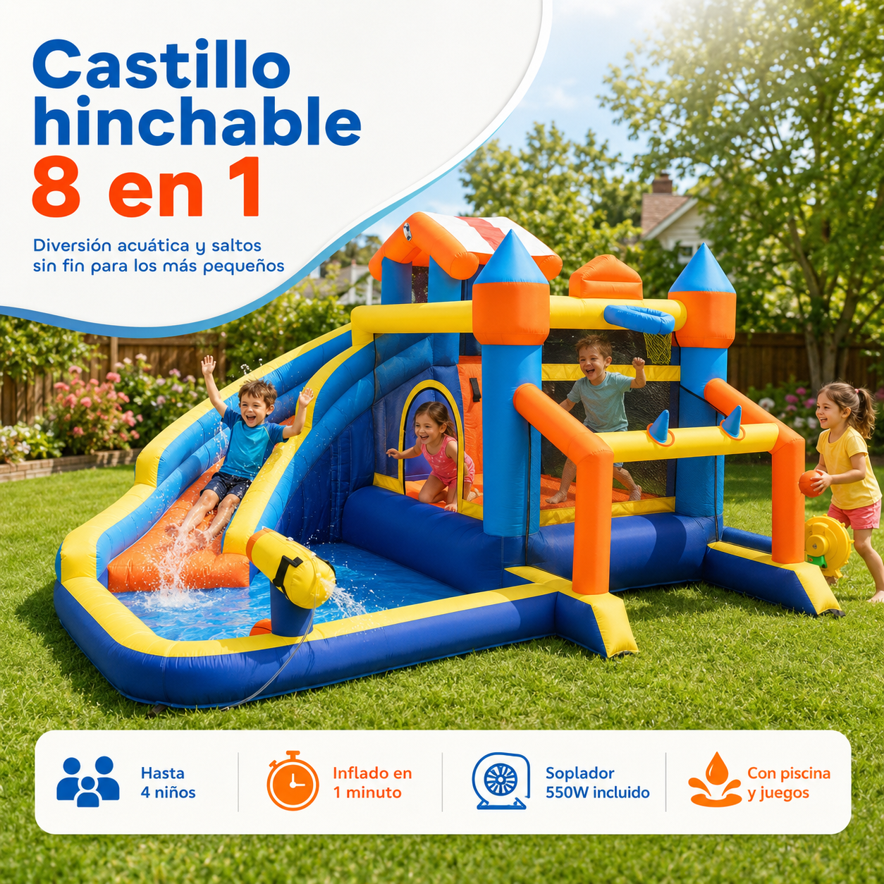Castillo hinchable con Inflador