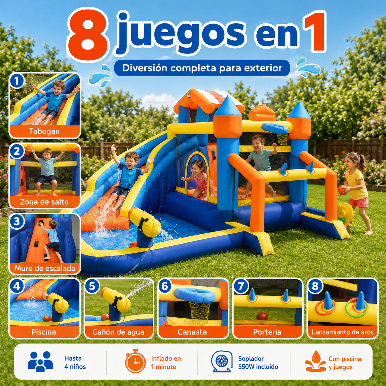 Castillo hinchable con Inflador