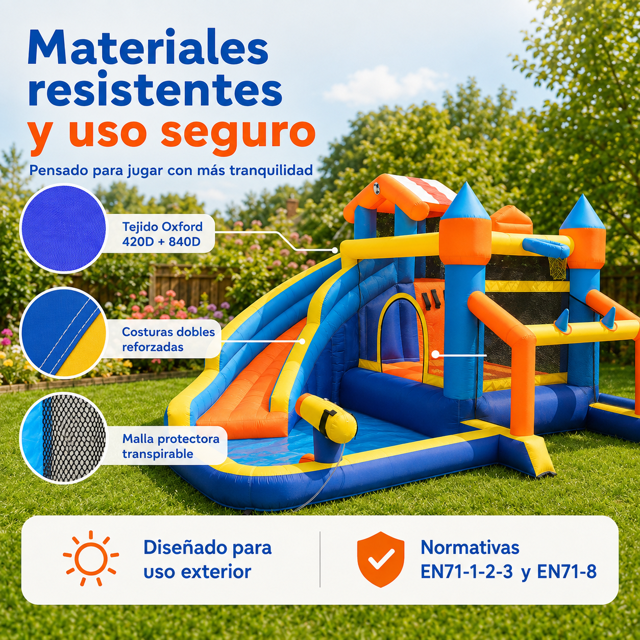Castillo hinchable acuático AIYAPLAY 8 en 1 con soplador 550 W y piscina