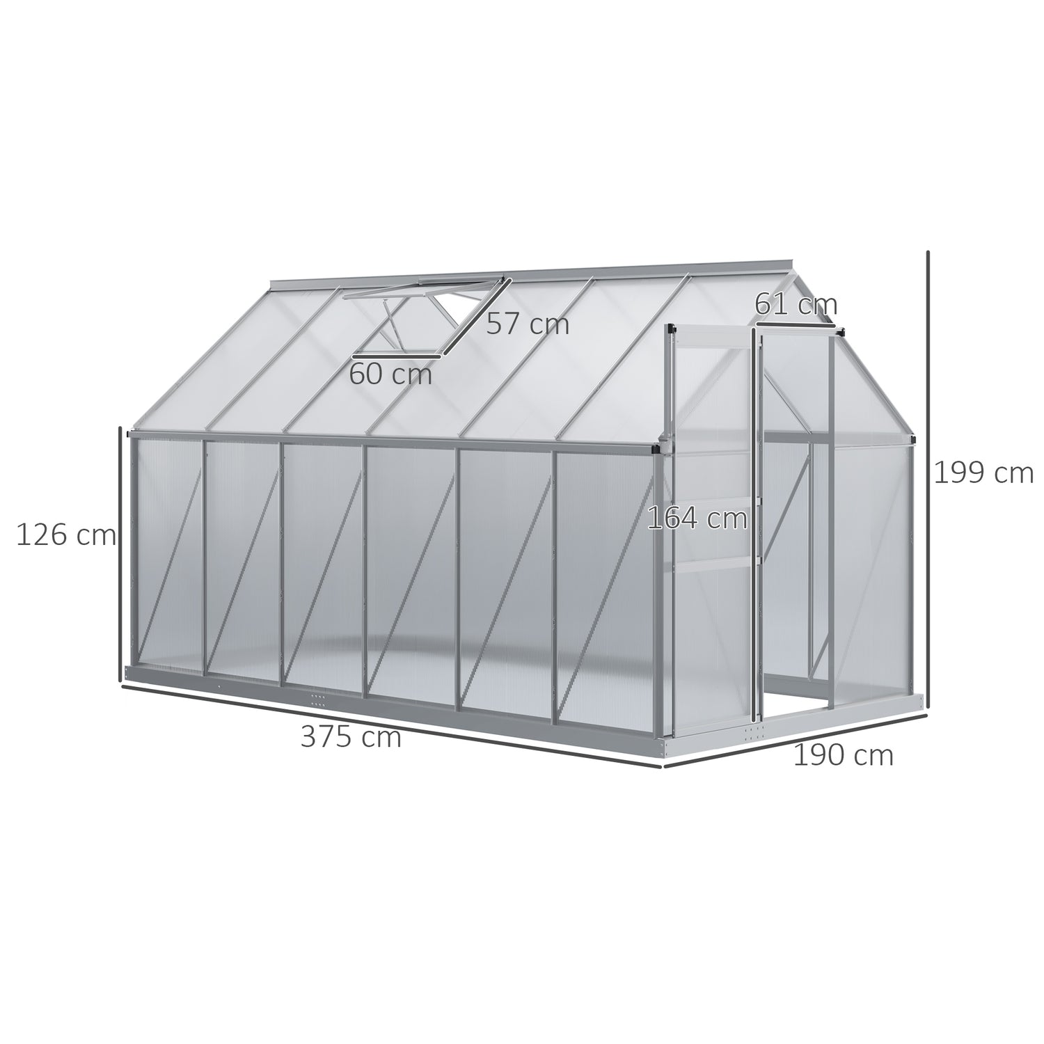 Invernadero de jardín de aluminio y policarbonato de 7,1 m²