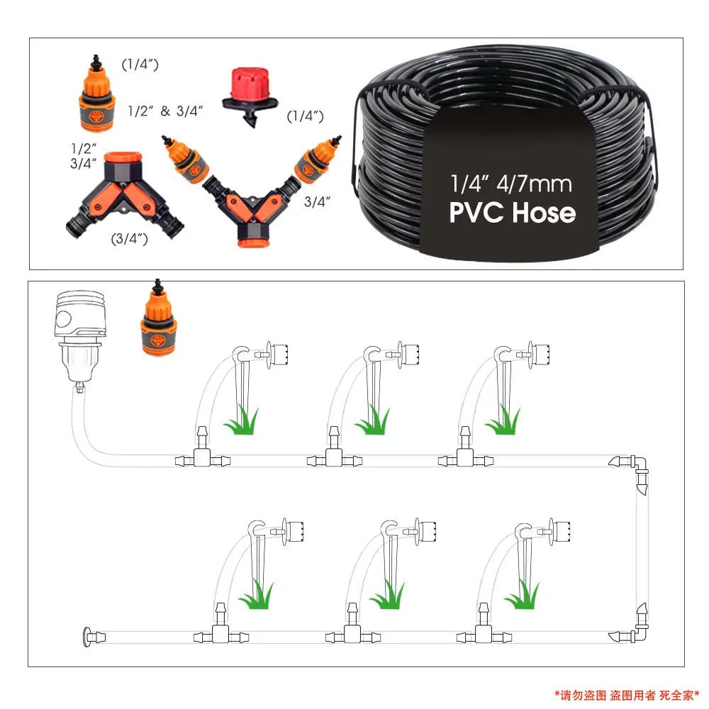 Temporizador de Riego para Jardín LCD 30-5m con Boquilla Giratoria Regulable 0-80 L/H – Sistema de Riego Automático Inteligente