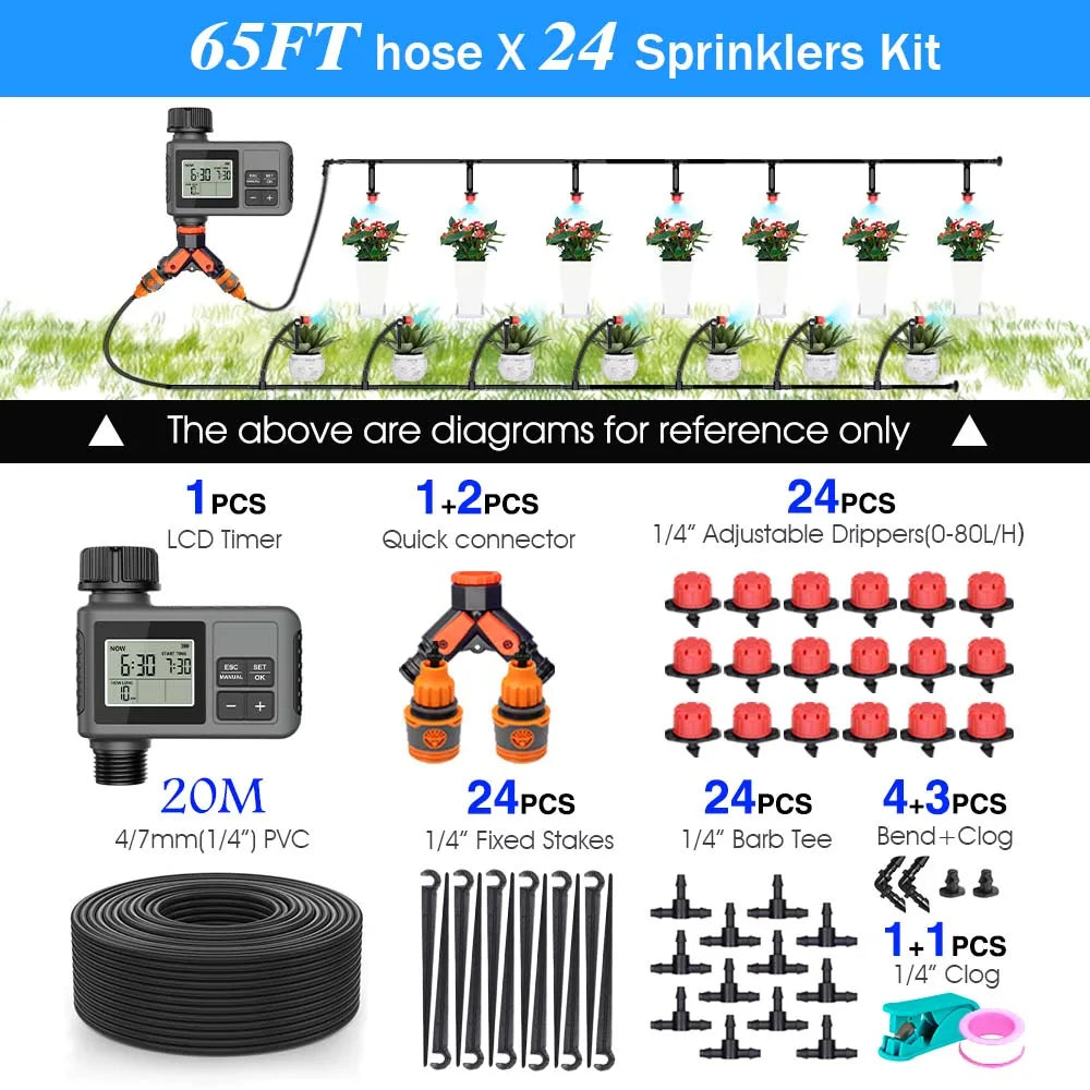 Temporizador de Riego para Jardín LCD 30-5m con Boquilla Giratoria Regulable 0-80 L/H – Sistema de Riego Automático Inteligente