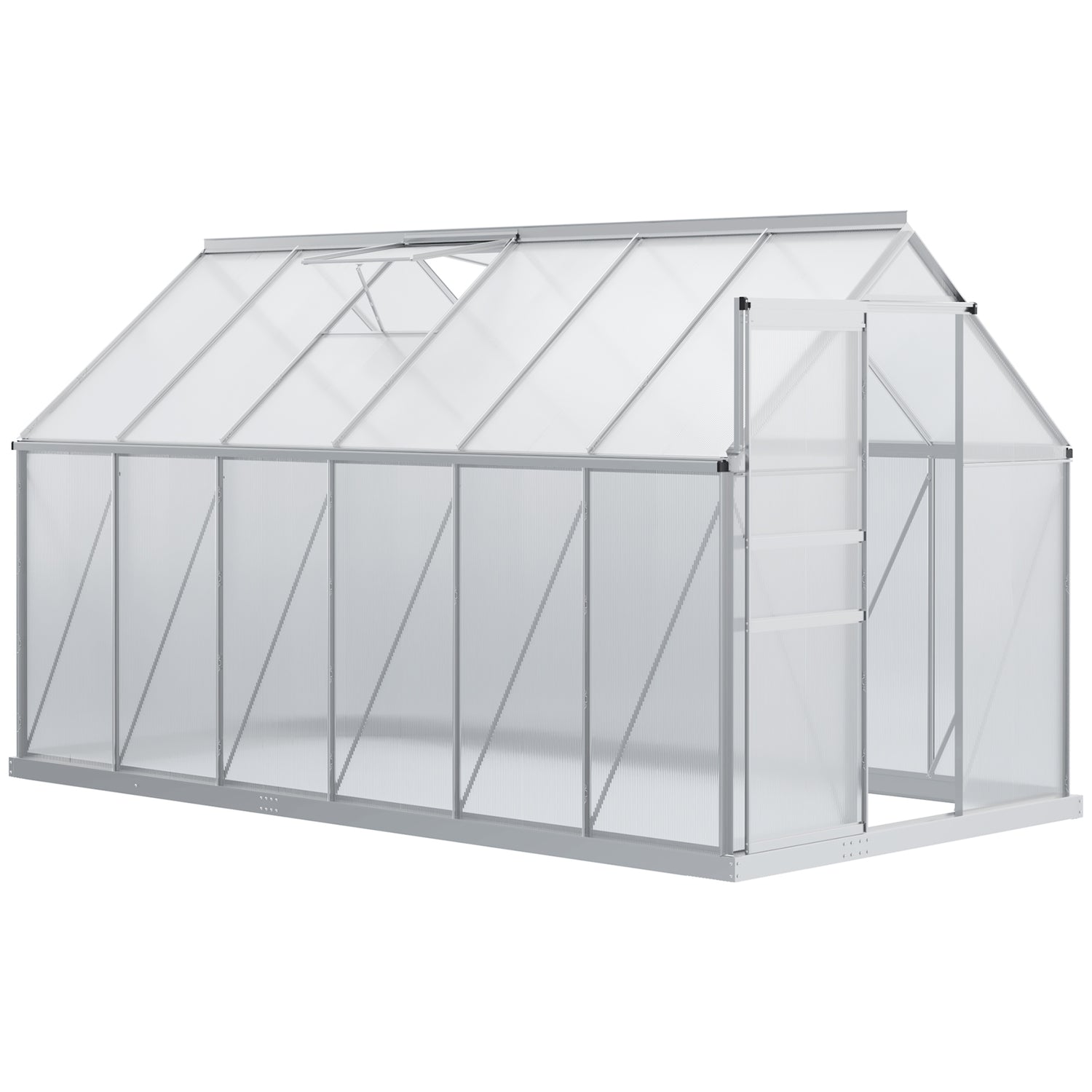 Invernadero de jardín de aluminio y policarbonato de 7,1 m²