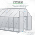 Invernadero de aluminio y policarbonato de 7,1 m² con cimientos, 190 x 375 x 199 cm, invernadero con ventana