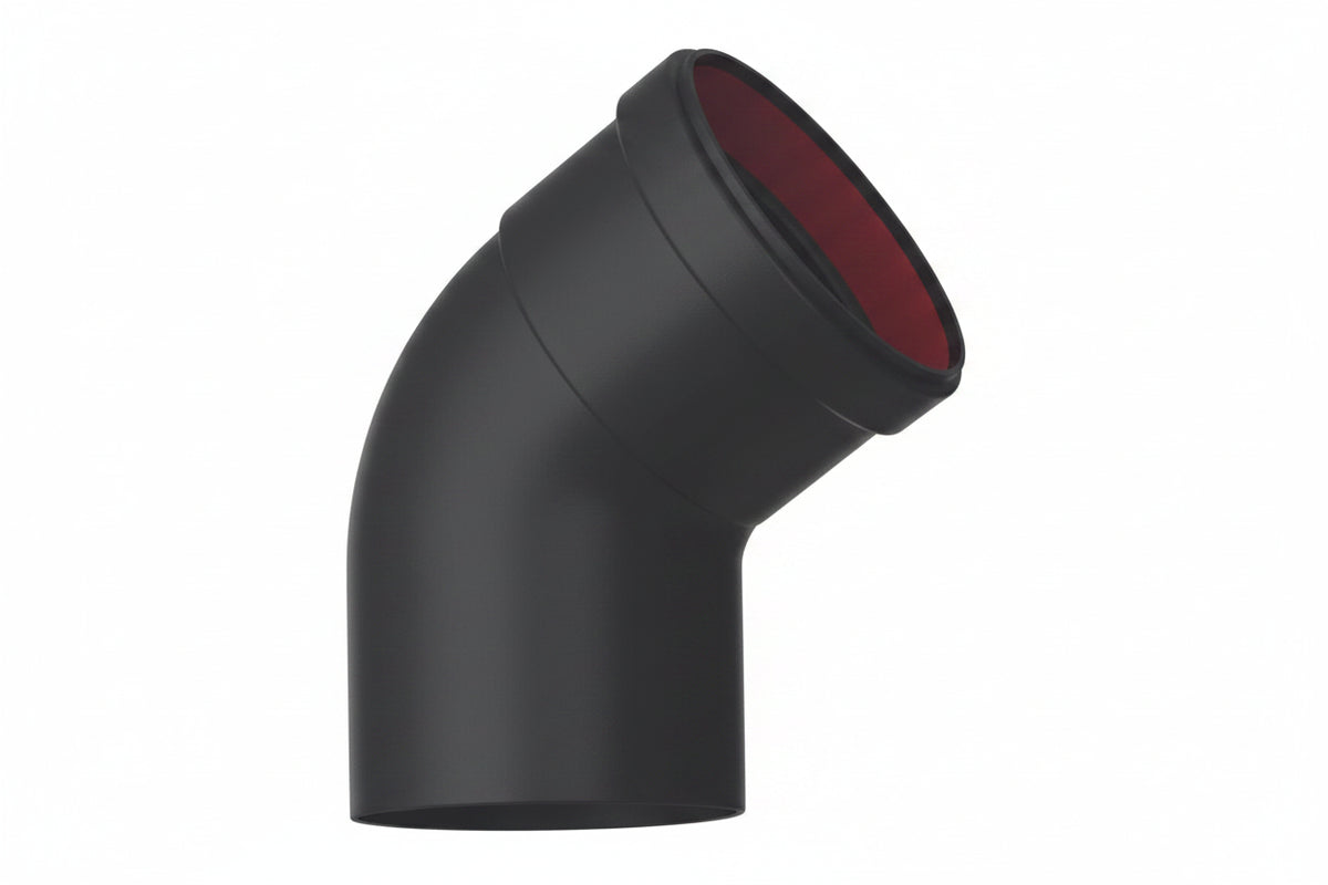Codo chimenea simple pared 45° Ø80mm M-H acero vitrificado Pellet