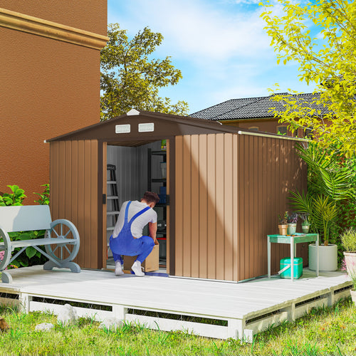 Abri de Jardin 4,9 m² cabane de jardin armoire de jardin Porte coulissante ventilations tôle Acier Jaune