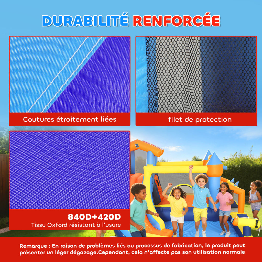 Château gonflable avec souffleur 8 en 1, parc aquatique, toboggan, trampoline, piscine à balles, multicolore