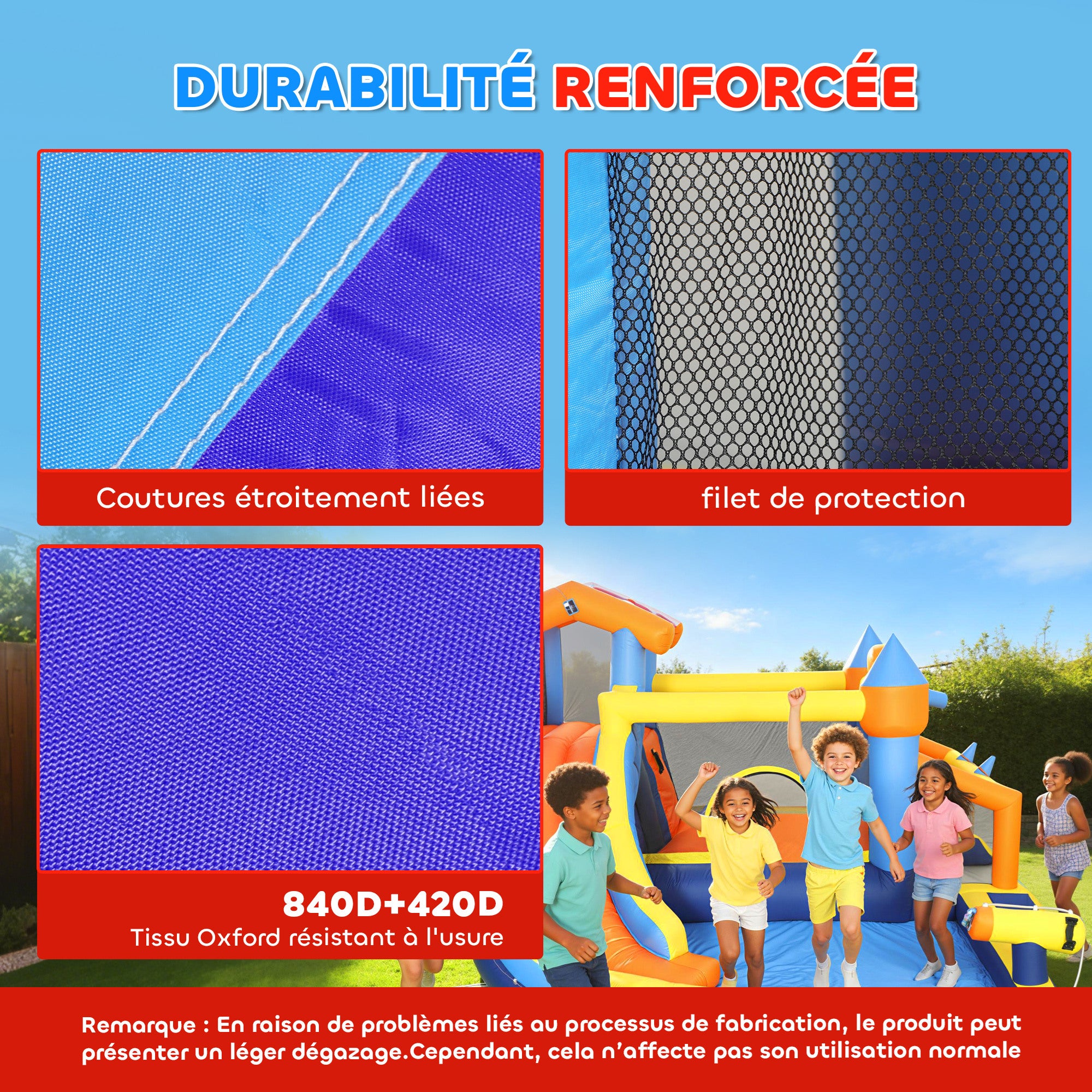 Château gonflable avec souffleur 8 en 1, parc aquatique, toboggan, trampoline, piscine à balles, multicolore