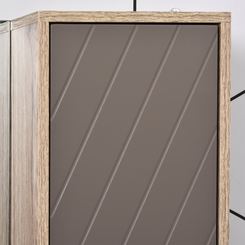 Ensemble de Meuble sous lavabo, armoire avec miroir et meuble colonne pour salle de bain en bois chêne Clair Gris
