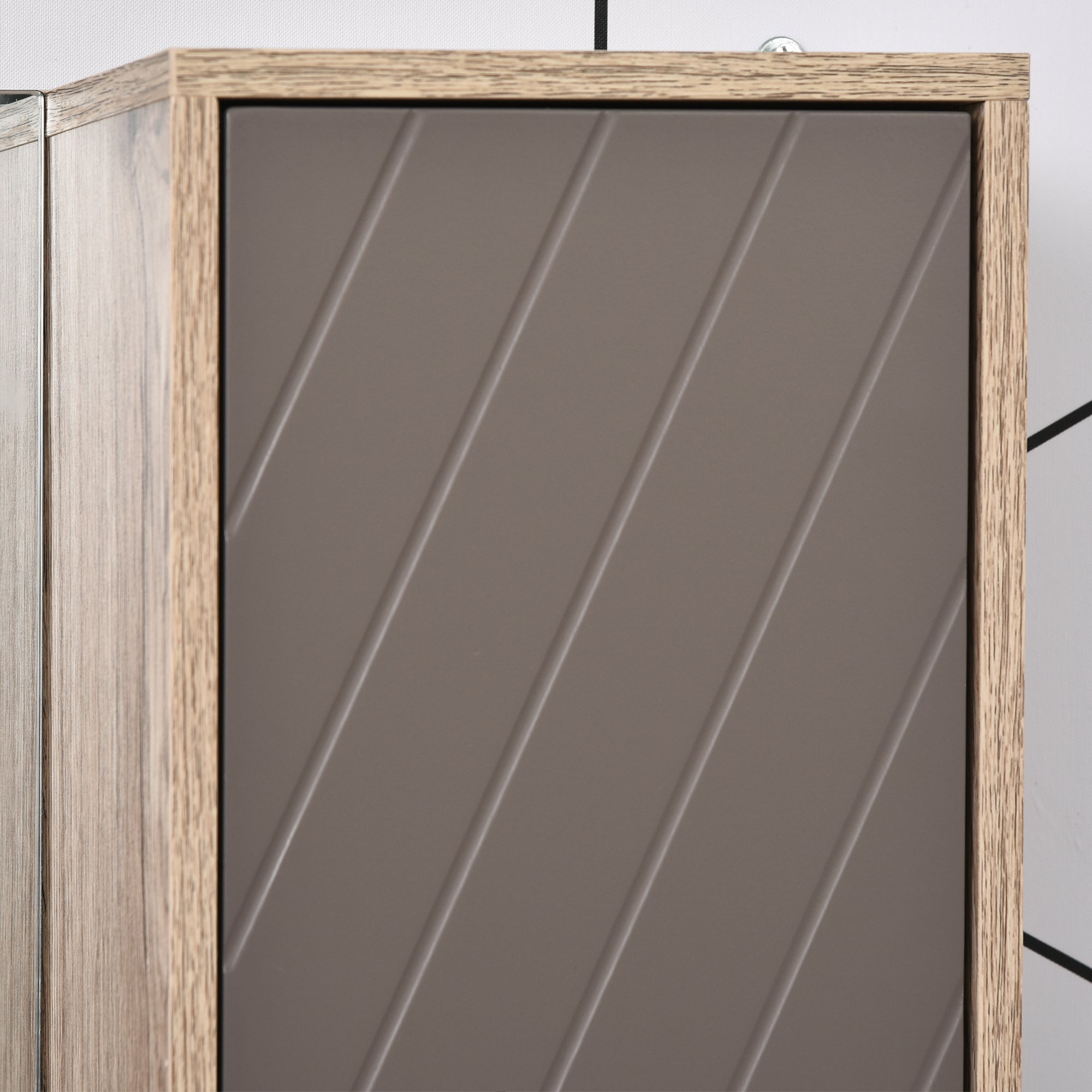 Ensemble de Meuble sous lavabo, armoire avec miroir et meuble colonne pour salle de bain en bois chêne Clair Gris