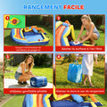 Château gonflable avec souffleur 8 en 1, parc aquatique, toboggan, trampoline, piscine à balles, multicolore