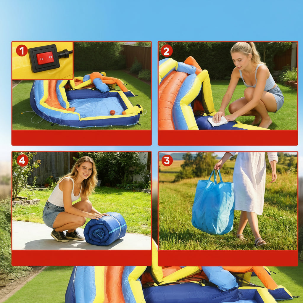 Castillo hinchable acuático AIYAPLAY 8 en 1 con soplador 550 W y piscina